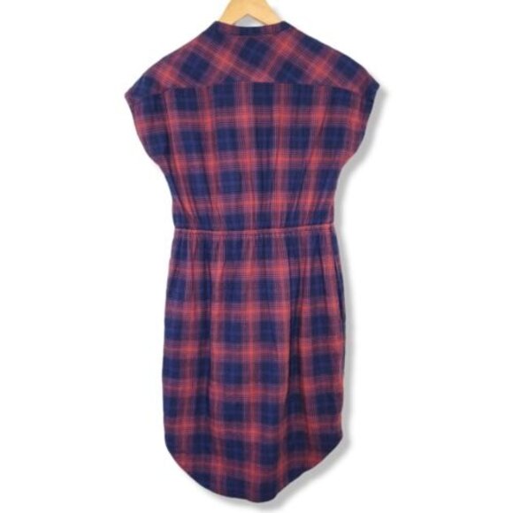 Bridge & Burn Clement Cinched Waist Dress Women's size XS Red Plaid knee length - Picture 11 of 11